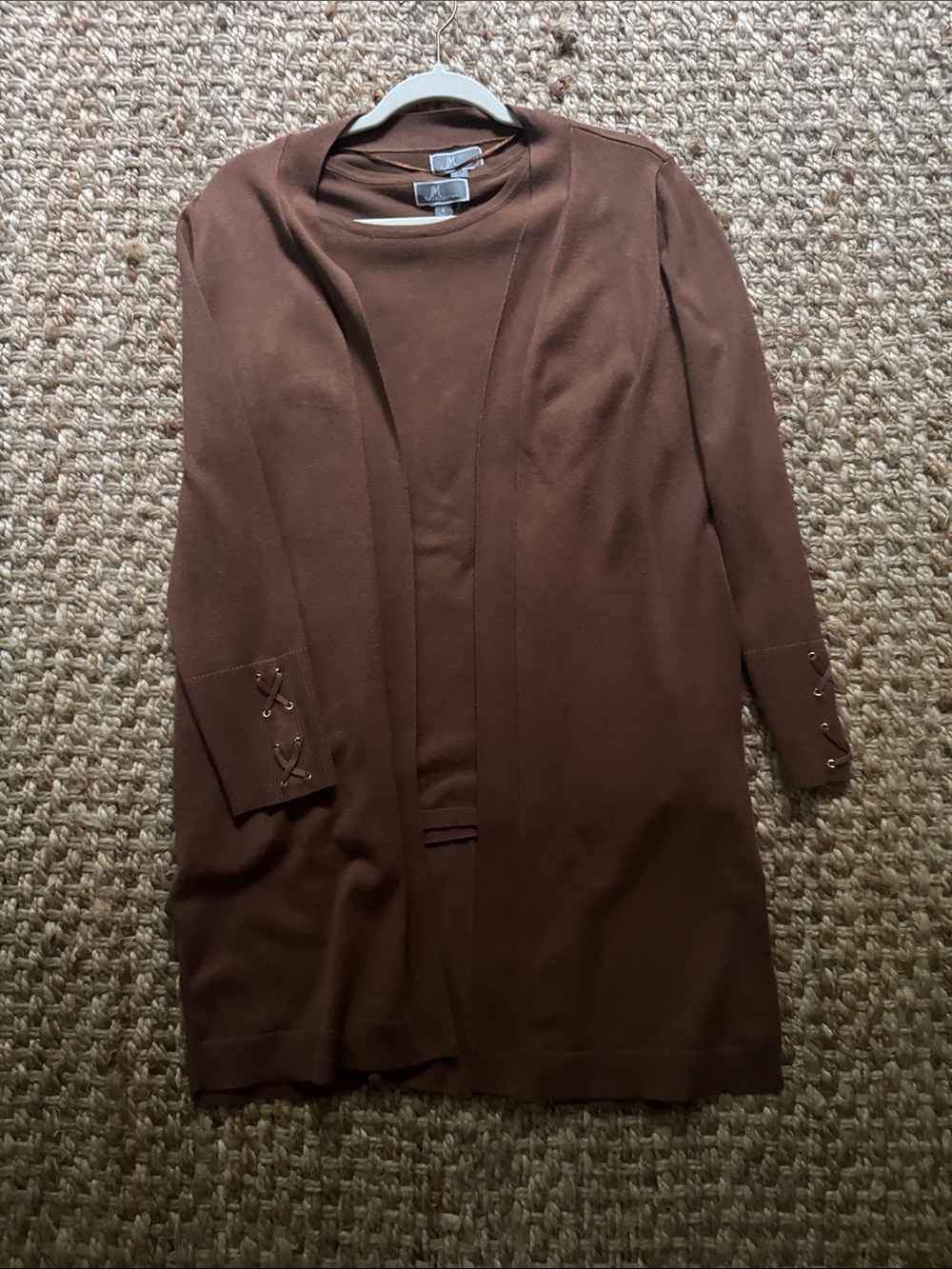 JM Collection Chestnut Brown  Long Cardigan and matching Sweater (2 pieces)
